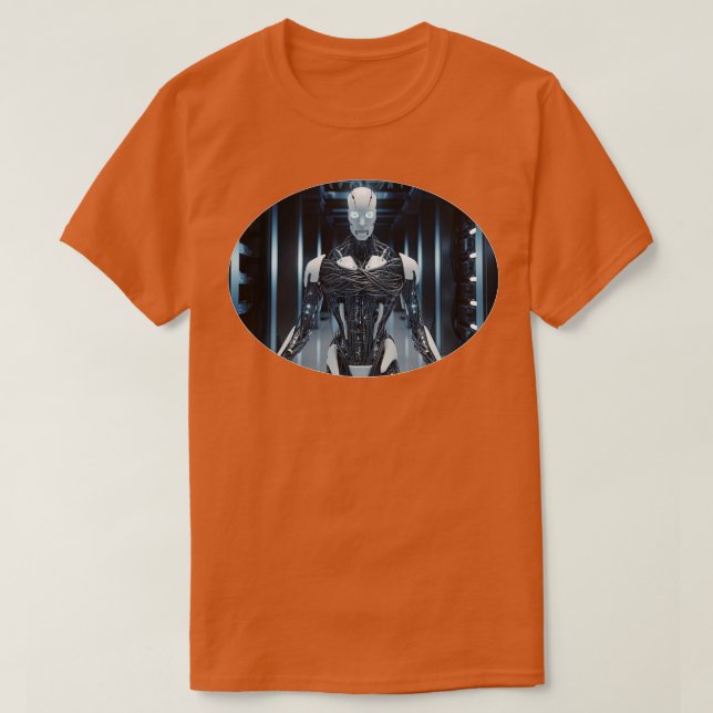 White Robot Terminator T Shirt (Design framsida)