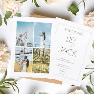 White Romantik Kärlek Photo Collage Bröllop Inbjudningar