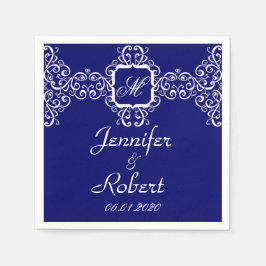 White Romantik Monogram Bröllop Pappersservett