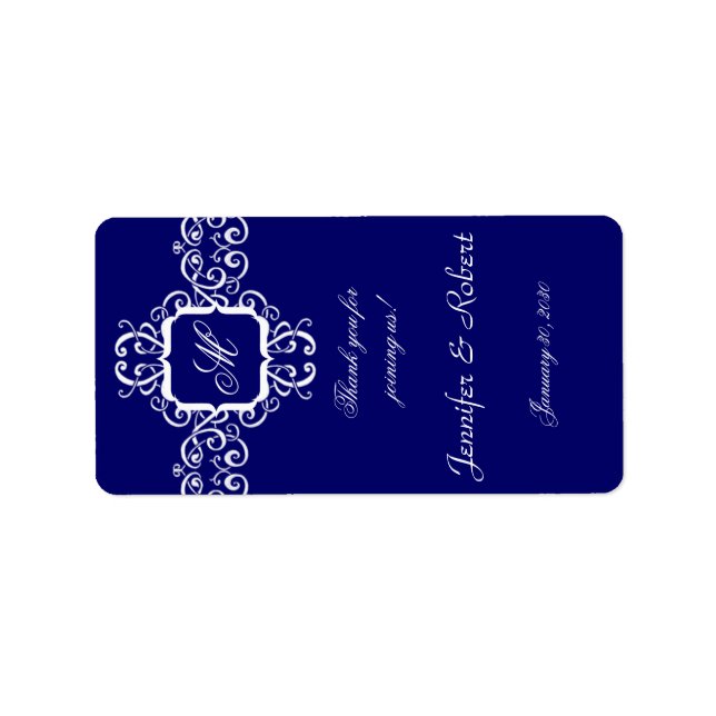 White Romantik Monogram Lip Balm Sticker Adressetikett (Framsidan)