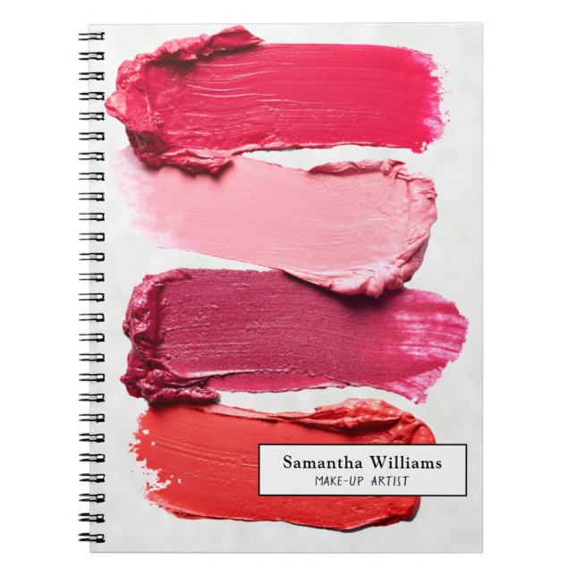 White Rosa Beauty Salon Makup Artist Lipstick Anteckningsbok (Framsidan)