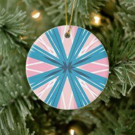 White Rosa Blue Festive Feminine Starburst Star Julgransprydnad Keramik