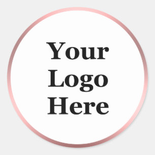 White Rosa Brushed Metall titta på din Logotyp h Runt Klistermärke