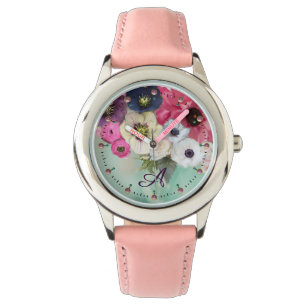 WHITE ROSA FUCHSIA RO,ANEMONE FLOWERS MONOGRAM ARMBANDSUR
