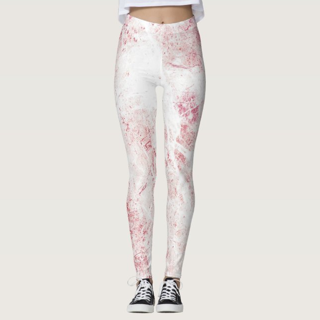 White Rosa Grunge Marble Struktur Leggings (Framsida)