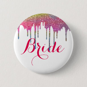 White Rosa Script Bröllop Bride Knapp