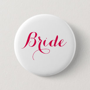 White Rosa Script Bröllop Bride Knapp