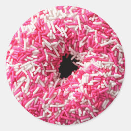 White Rosa Sprinkles Donut Runt Klistermärke