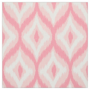 White & Rosa Tones Quatrefoil Ikat Mönster Tyg