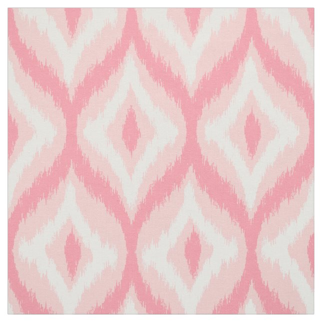White & Rosa Tones Quatrefoil Ikat Mönster Tyg (Provkarta)