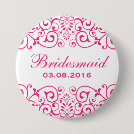 White Rosa Victorian Blommigt Bridesmaid Button Knapp