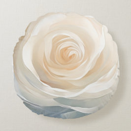 White rose abstract flower painting rund kudde