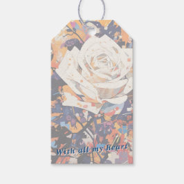 White Rose Botanical Acrylic Painted Floral Presentetikett