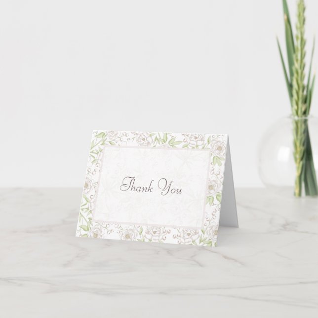 White Rose Classic Bröllop Tacksamhetskort Inbjudan (Framsida)