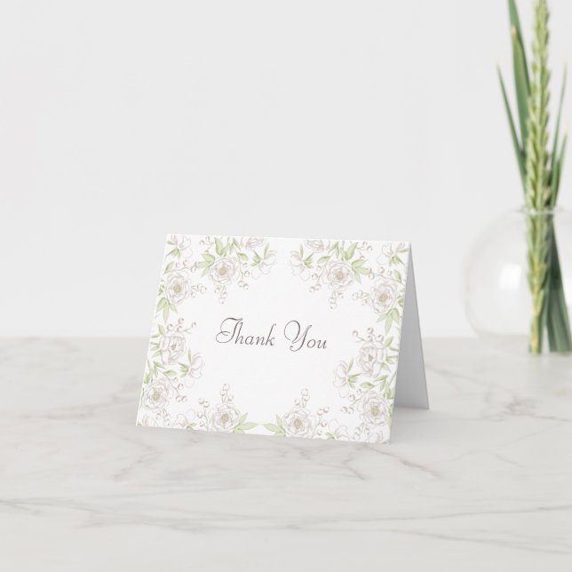 White Rose Classic Bröllop Tacksamt Kort (Framsida)
