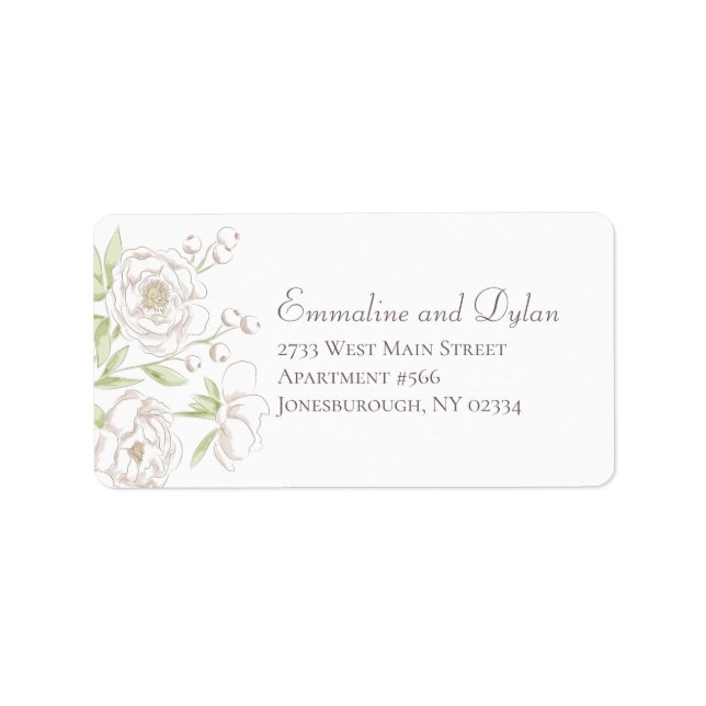 White Rose Classic Wedding Address Labels Adressetikett (Framsidan)