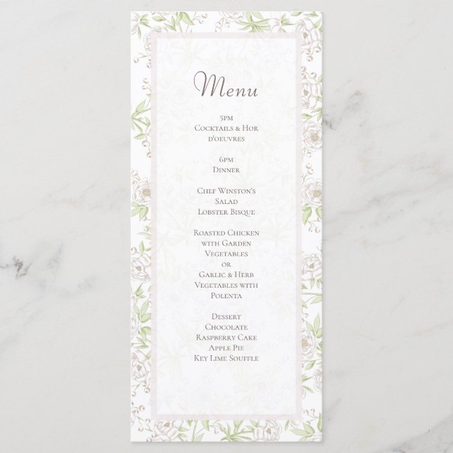 White Rose Classic Wedding Menus Meny (Framsida)
