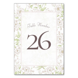 White Rose Classic Wedding Table Number Bordsnummer