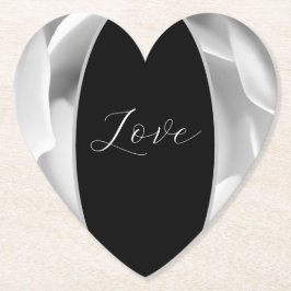 White Rose Heart | Elegant Blommig Design Underlägg Papper