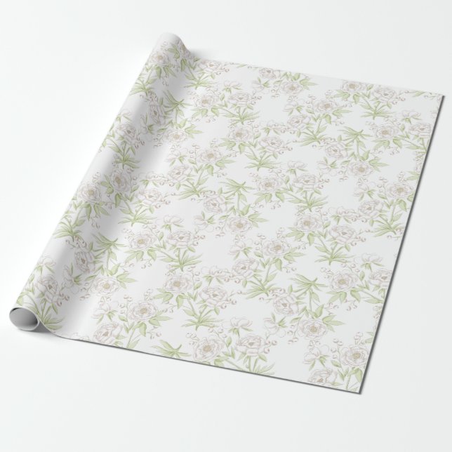 White Rose Klassiskt Bröllop Presentpapper (Utrullad)