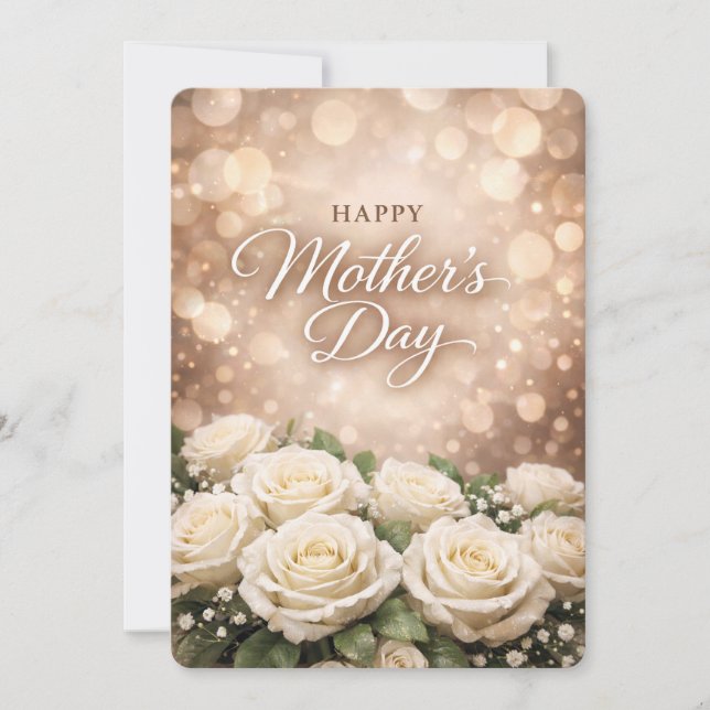 White Rose Mother’s Day Greeting Design Julkort (Framsida)