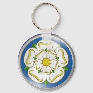 White Rose of Yorkshire Flag Nyckelring