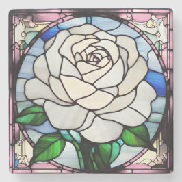 White Rose Stained Glass Stenunderlägg