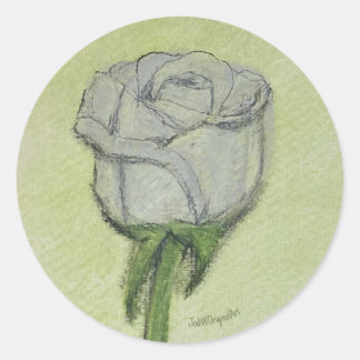 White Rose Sticker hand drawn original artwork. Runt Klistermärke