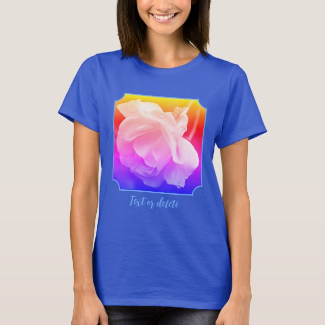 White Rose With Raindrops Tinted Personalized T Shirt (Framsida)