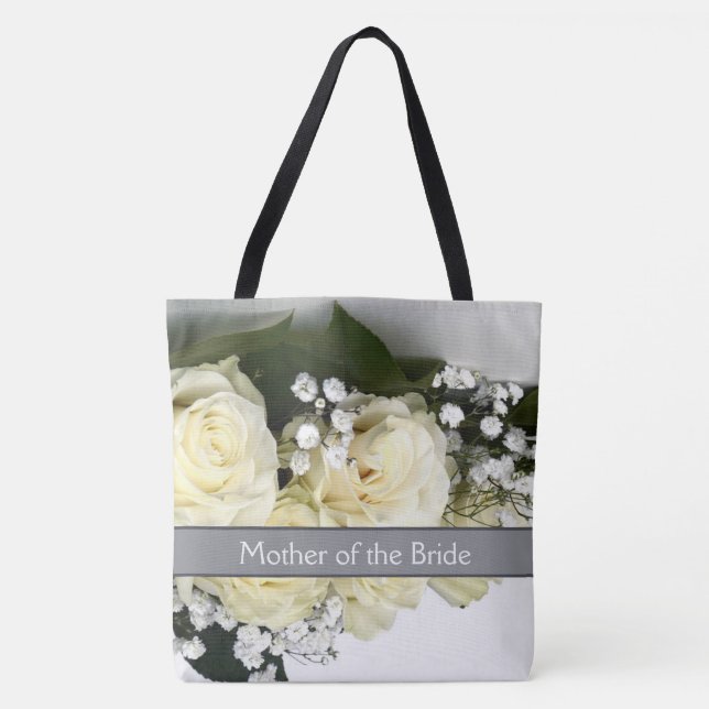 White Roses All Over Print Tote Bag Tygkasse (Framsida)