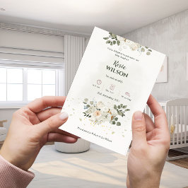 White Roses Baby Announcement Inbjudningar
