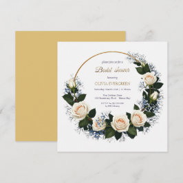 White Roses & Blue Baby’s Breath Bridal Shower Inbjudningar