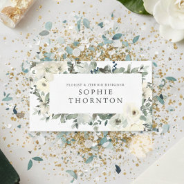 White roses elegant  visitkort