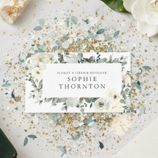 White roses elegant visitkort