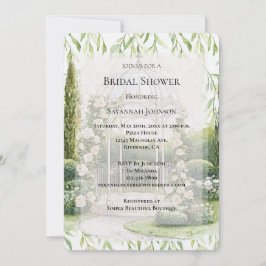 White Roses Floral Romantic Garden Bridal Shower Inbjudningar