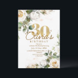White Roses & Gold Dusty Floral 30th Birthday Inbjudningar<br><div class="desc">Elegant Birthday Invitation white roses with gold dust are elegant and classic invite. Design features an handwritten font and modern minimalist design. To change details,  click "Personalize".</div>