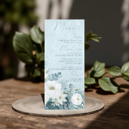 White Roses Hellebores Silver Eucalyptus Wedding Meny