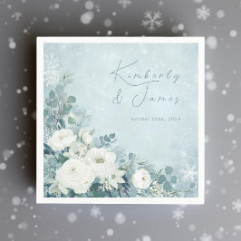 White Roses Hellebores Silver Eucalyptus Wedding Pappersservett