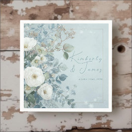 White Roses Hellebores Silver Eucalyptus Wedding Pappersservett