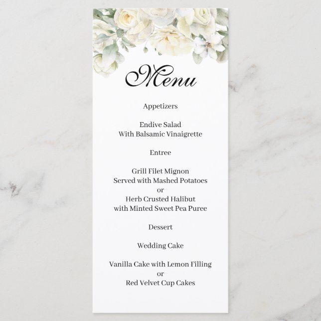 White Roses Menu Meny (Framsida)
