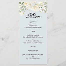 White Roses powder blue menu Meny