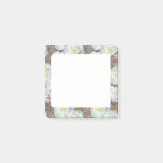 White Roses Romantic Rustic Pattern Post-it Block