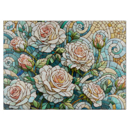 White Roses Stained Glass Mosaic