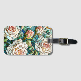 White Roses Stained Glass Mosaic Bagagebricka