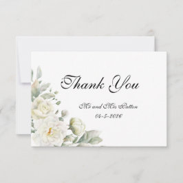 White Roses Thank You card Tack Kort