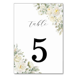 White Roses Wedding Table Number Sign Bordsnummer