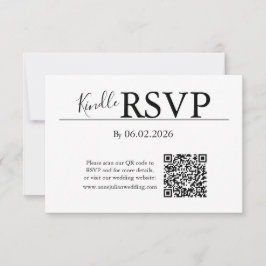 White RSVP QR Code Card for Modern Wedding OSA Kort