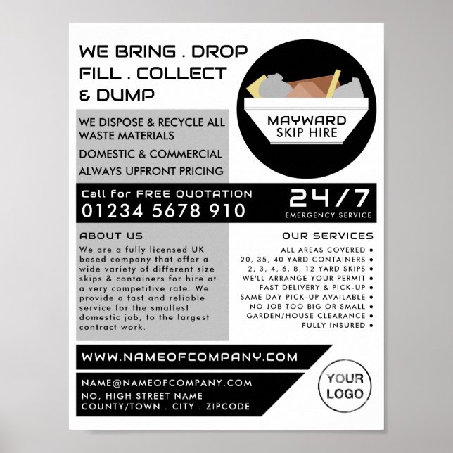 White Rubbish Skip, Skip/Dumpster Company Poster (Framsidan)