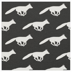 White Running Fox Silhouettes Mönster Wildlife Tyg