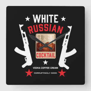 White Russian Cocktail Fyrkantig Klocka